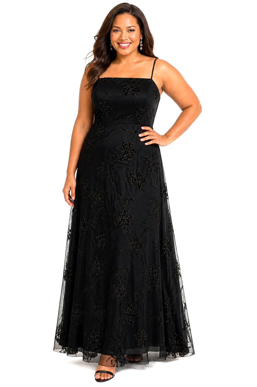 Chelsea Nites Vintage 90s Y2K Whimsigoth Prom Dress Tulle Velvet Floral sz 16 W
